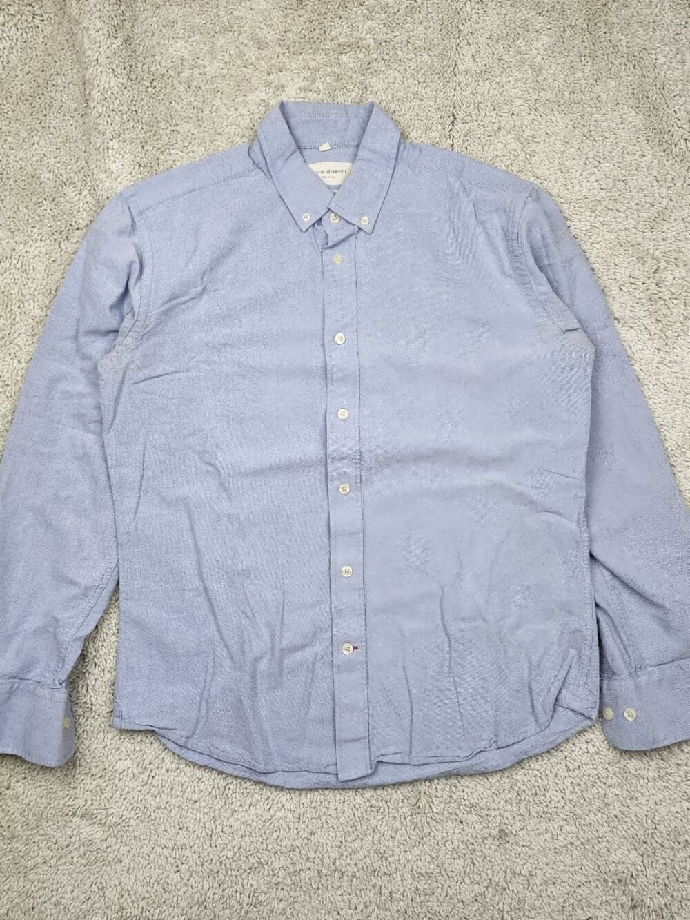 Ernest Alexander Button Down Shirt Mens Medium M Blue Solid Chambray Tailored